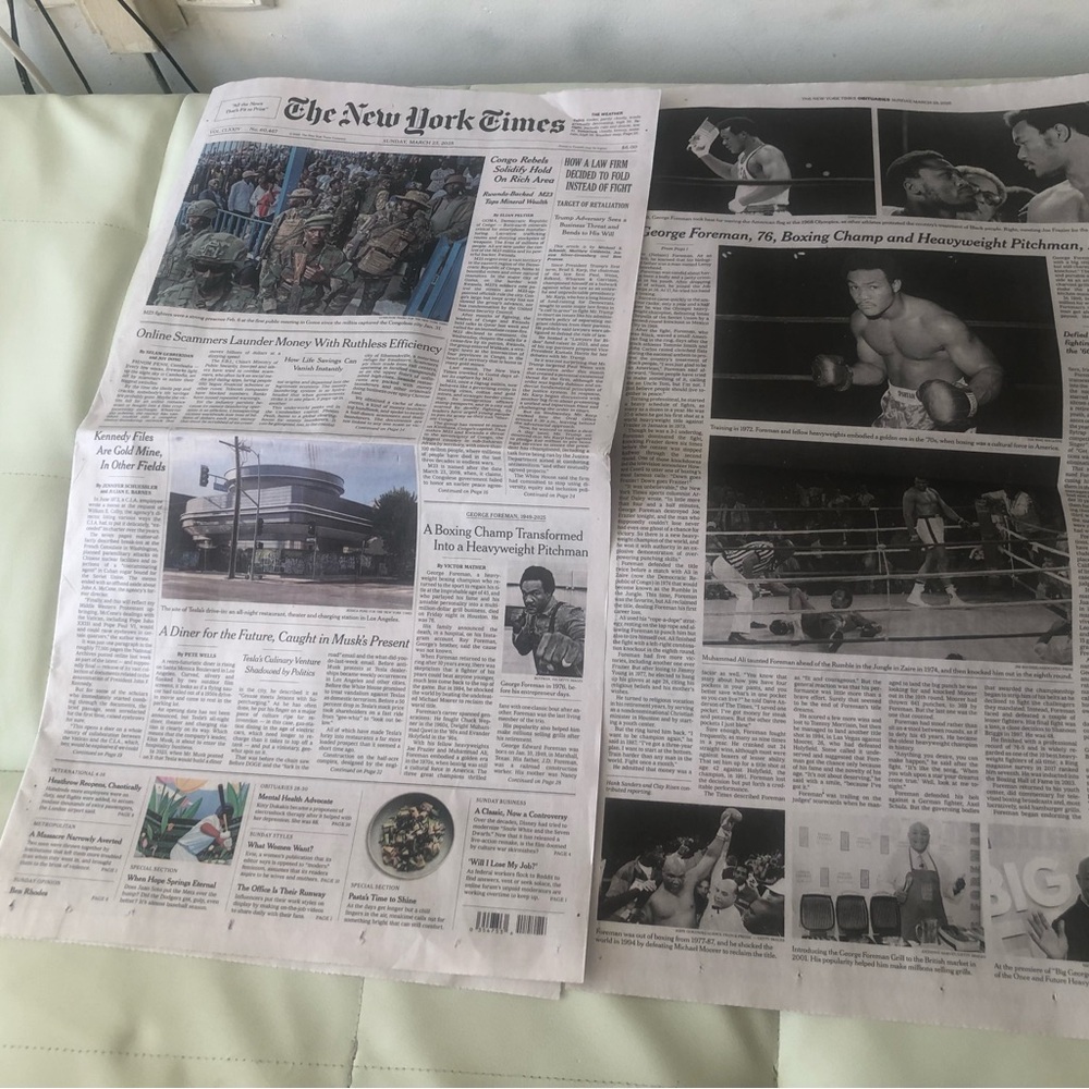 The New York Times Newspaper George Foreman Dies